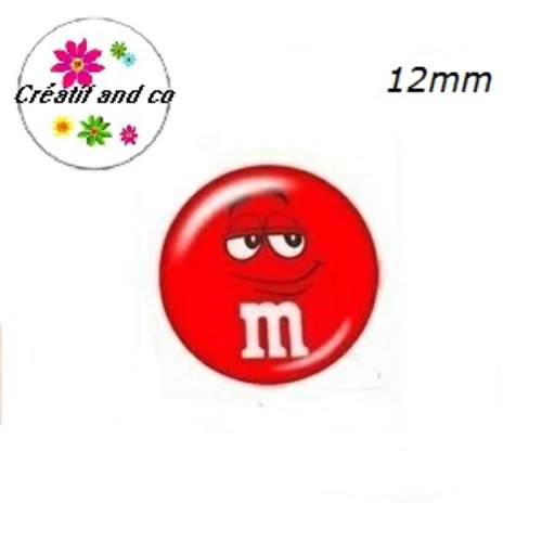 X2 cabochons m&ms rouge 12mm