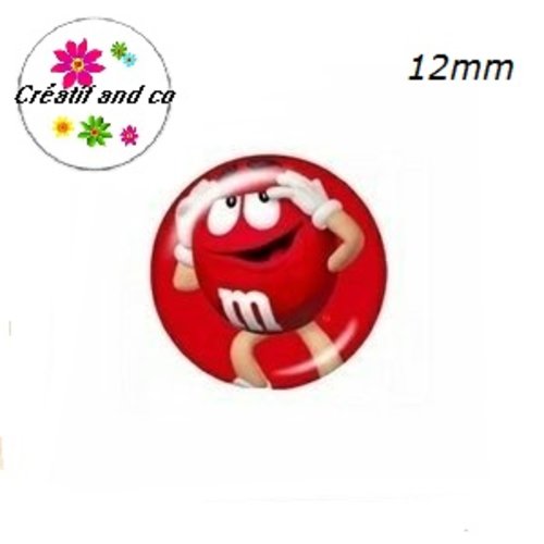 X2 cabochons m&ms rouge 12mm