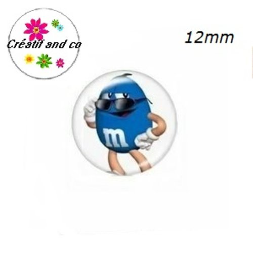 X2 cabochons m&ms bleu 12mm