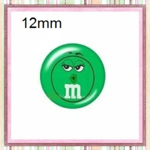 X2 cabochons m&ms vert 12mm