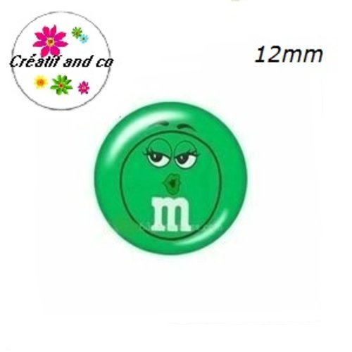X2 cabochons m&ms vert 12mm