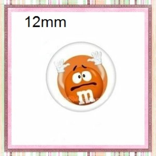 X2 cabochons m&ms orange 12mm