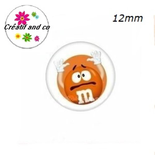 X2 cabochons m&ms orange 12mm