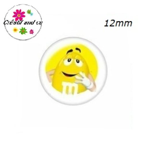X2 cabochons m&ms jaune 12mm