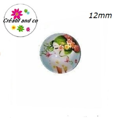 X2 cabochons femme 12mm
