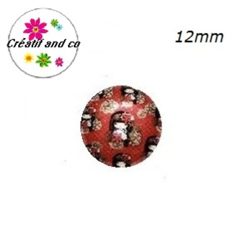 X2 cabochons kokeshi 12mm