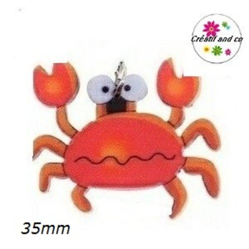 Breloque crabe rouge 35mm