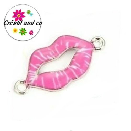 Connecteur lips fuschia émail 26mm