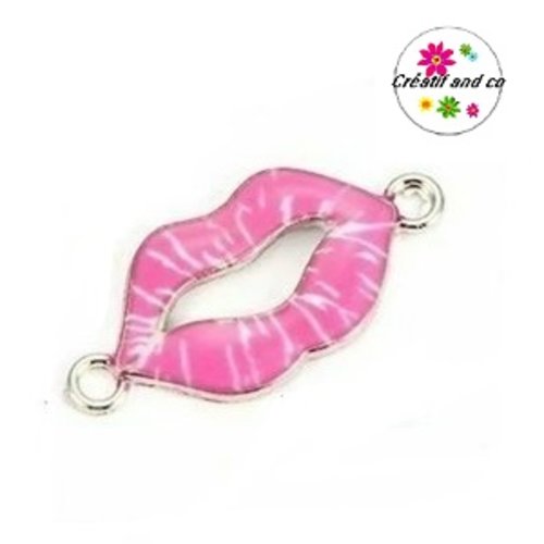 Connecteur lips fuschia émail 26mm