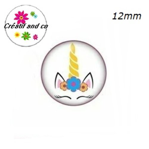 X2 cabochons licorne 12mm