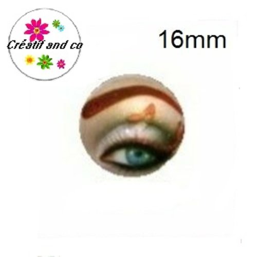 X2 cabochons oeil escarpin rouge sur paupière 16mm