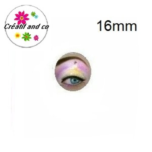 X2 cabochons oeil danseuse sur paupière 16mm