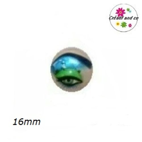X2 cabochons oeil phare sur paupière 16mm