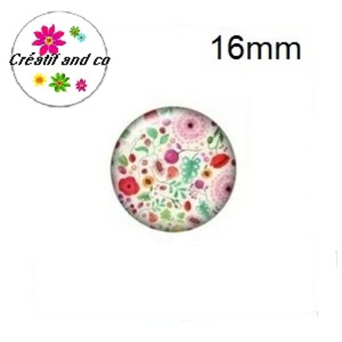 X2 cabochons fleuris 16mm