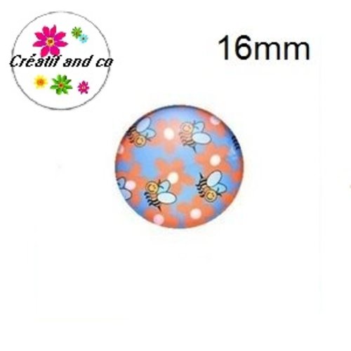X2 cabochons abeille 16mm