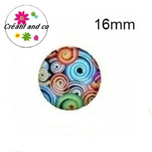 X2 cabochons psychadèlique 16mm