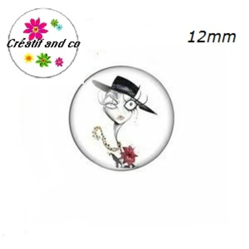 X2 cabochons femme caricature 12mm
