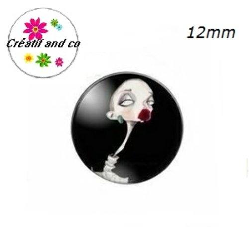 X2 cabochons femme caricature 12mm