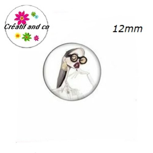 X2 cabochons femme caricature 12mm