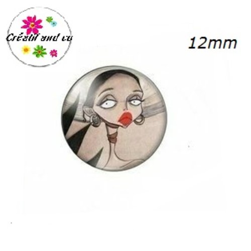 X2 cabochons femme caricature 12mm