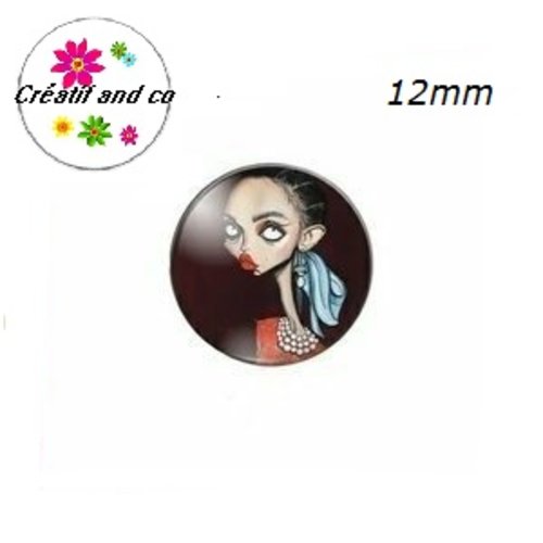 X2 cabochons femme caricature 12mm