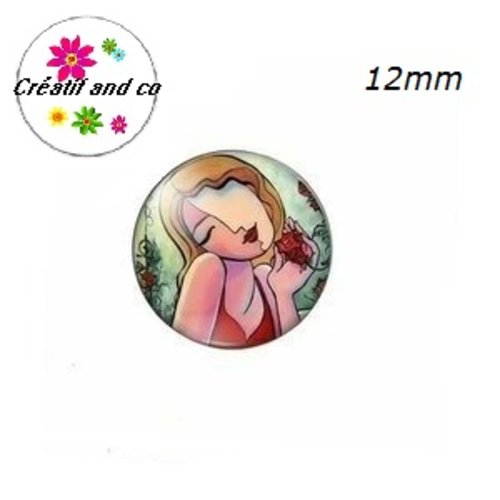 X2 cabochons visage femme abstrait 12mm