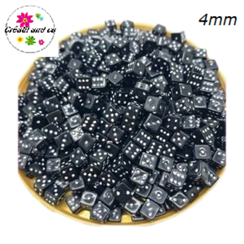 X10 perles dès noires 4mm