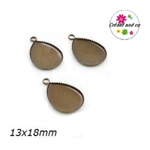 X2 pendentifs goutte bronze 13x18mm