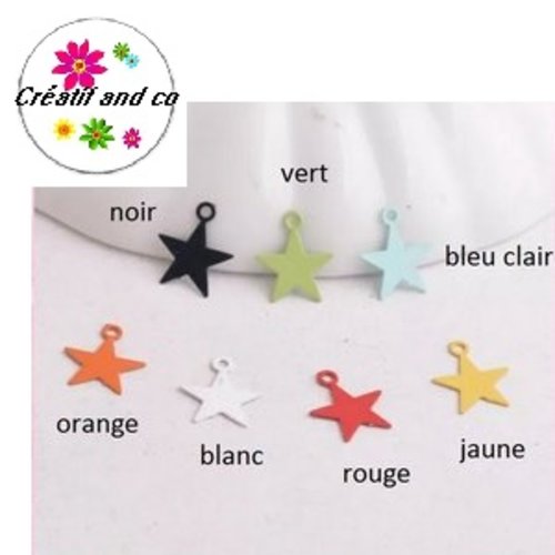 X10 breloques filigranes étoile mix couleur 10mm