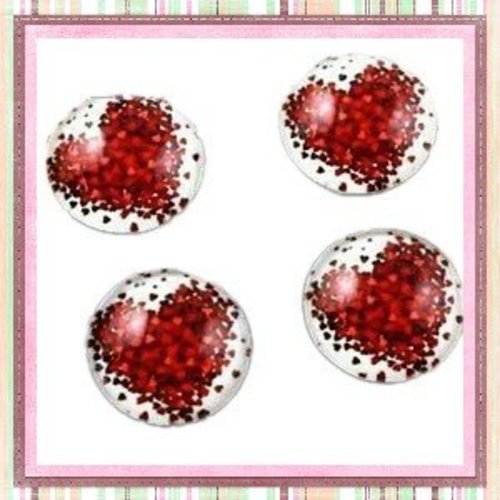 X2 cabochons coeur rouge 12mm