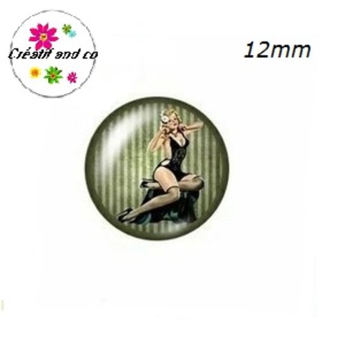X2 cabochons pin up 12mm