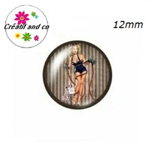 X2 cabochons pin up 12mm