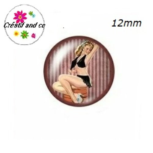 X2 cabochons pin up 12mm