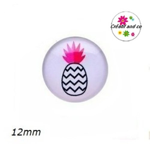 X2 cabochons ananas noir 12mm