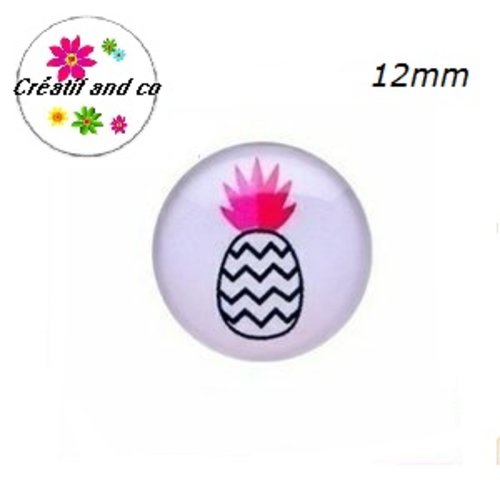 X2 cabochons ananas noir 12mm