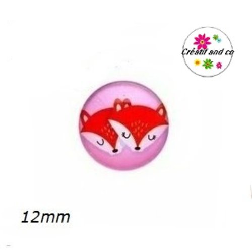 X2 cabochons duo tête de renard 12mm