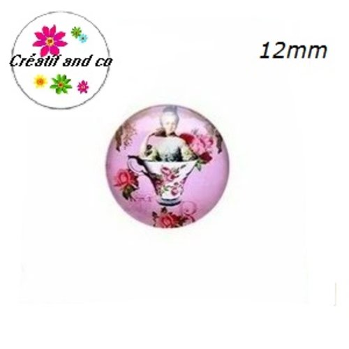 X2 cabochons femme dans tasse 12mm