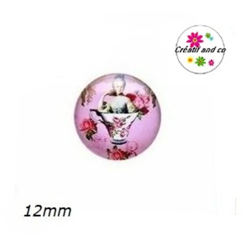 X2 cabochons femme dans tasse 12mm
