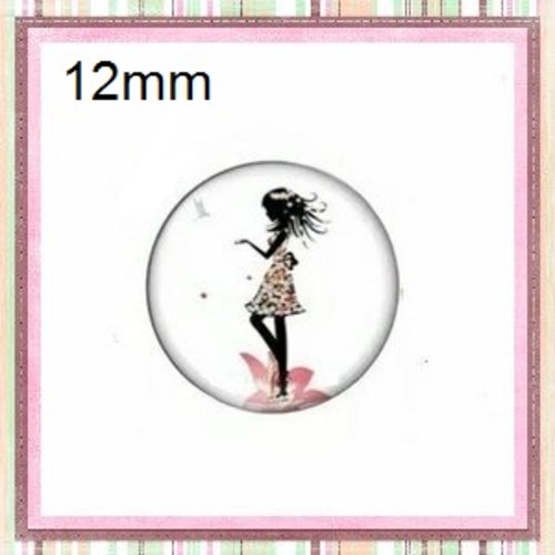 X2 cabochons fille 12mm