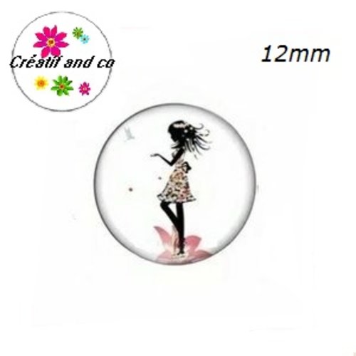 X2 cabochons fille 12mm
