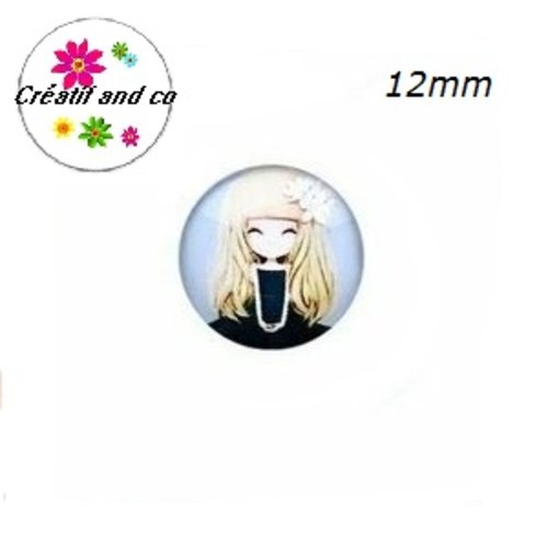 X2 cabochons petite fille 12mm