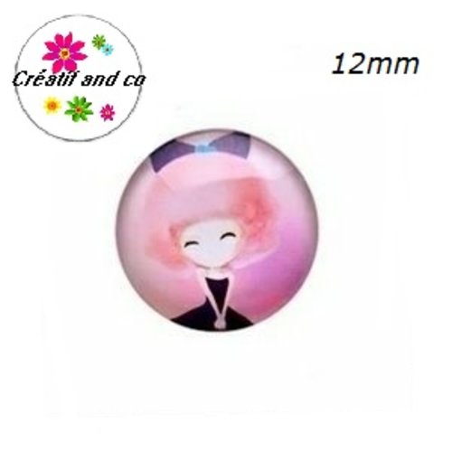 X2 cabochons petite fille 12mm