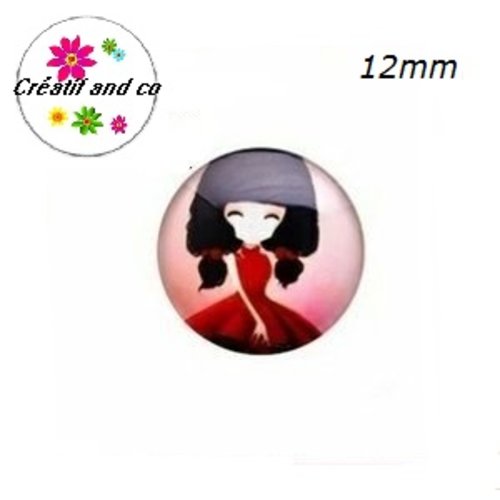 X2 cabochons petite fille 12mm