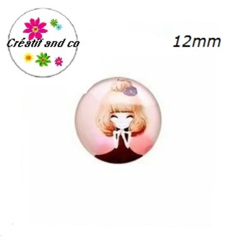 X2 cabochons petite fille 12mm