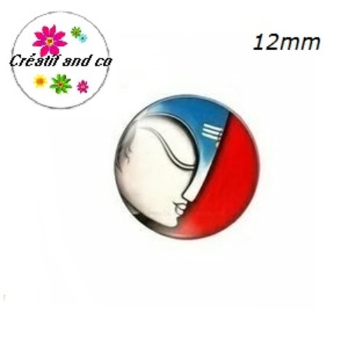 X2 cabochons portrait artiste indien peinture 12mm
