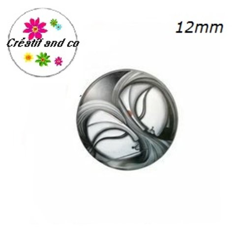 X2 cabochons portrait artiste indien peinture 12mm