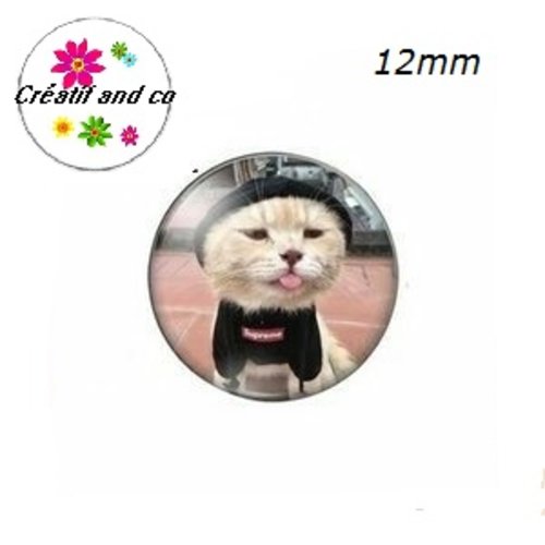 X2 cabochons chat humoristique 12mm
