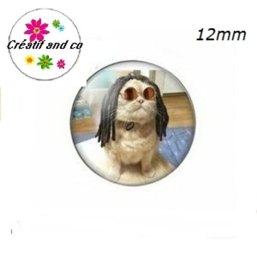 X2 cabochons chat humoristique 12mm
