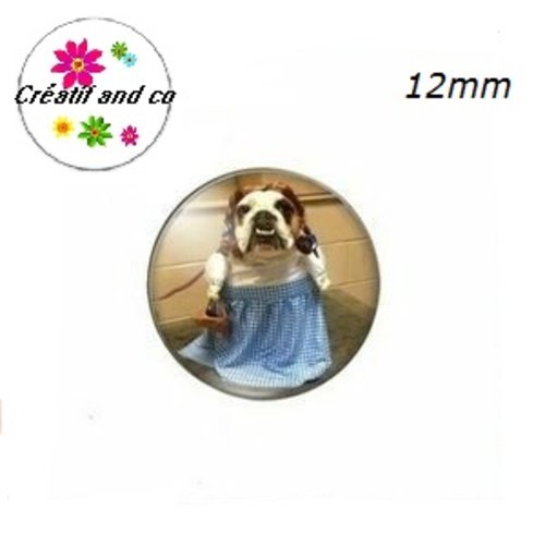 X2 cabochons chien humoristique 12mm