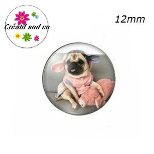 X2 cabochons chien humoristique 12mm
